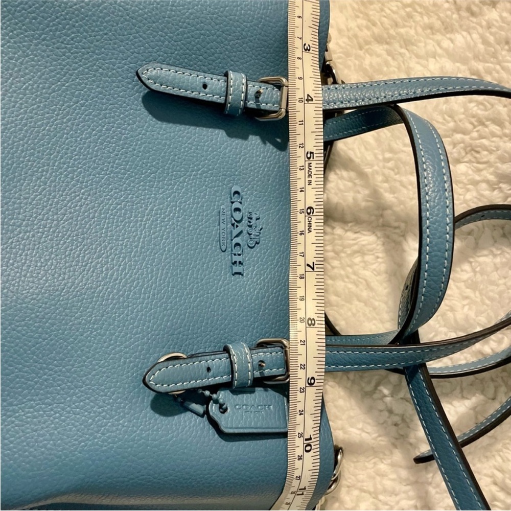 Coach Teal Blue Pebble Leather Tote Bag - Picture 14 of 16